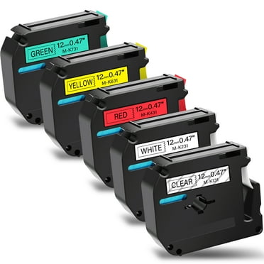5PK M-K221 Colored Label Tape Compatible For Brother P-Touch PT 90 80 70 65 9mm